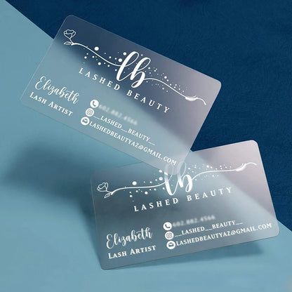 Custom Transparent PVC Business Cards White Ink Print Thank You Cards One Side Print Free Design Round Corner Office Supplies