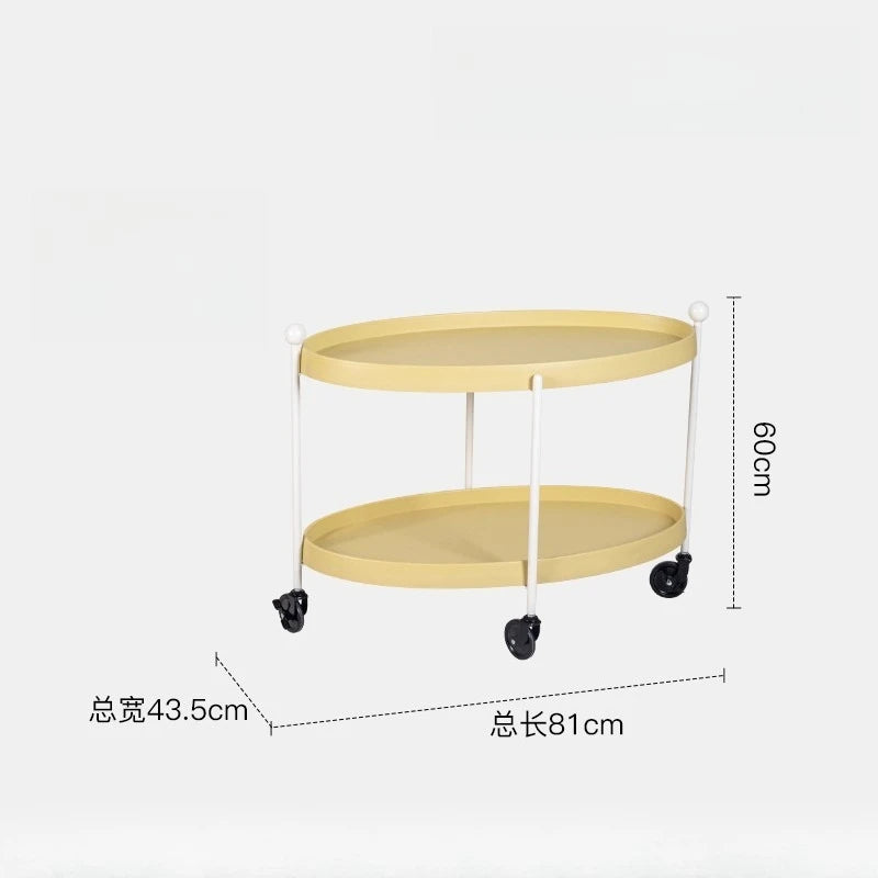 Nordic-Style Mobile Cart Living Room Sofa Side Storage Table Minimalist Home Decor with Wheels Multi-Purpose Coffee Table