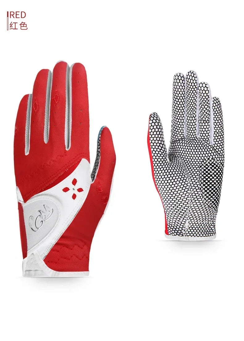 1 pairs Women Golf Gloves Soft Breathable PU Leather with Non-Slip Particle Outdoor Sports Wholesale Accessories