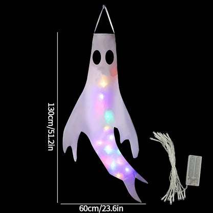 Halloween Hanging Decorations | Scary Ghost Windsock | DIY Emoticons Glow Ghost Lights | Day of The Dead Horror Props