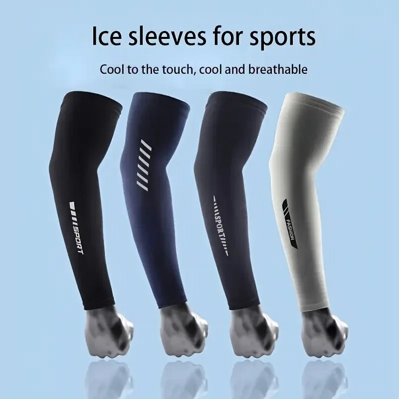 1 Pair Men's Lightweight Breathable Cooling Sports Sleeves Ice Silk Fabric Sweat-Absorbent for Cycling Fishing Running & Hiking
