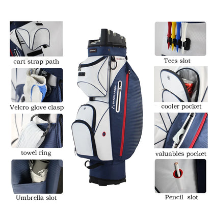 Multifunctional Golf Cart Bag, 14-Way Full Length Divider Top, Lightweight Durable Golf Club Carry Bag for Golf Course
