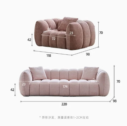 Pumpkin sofa Hotel & Beauty Salon Rest Area Sofa Compressed Pumpkin Fabric Set Full Sponge Cross-Border Vacuum Compressed Box