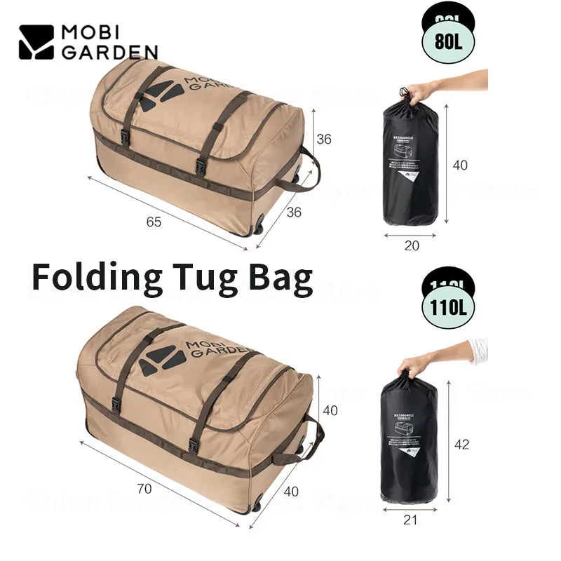 MOBI GARDEN 80L/110L Large Space Tugboat Bag Camping Portable Storage Travel Folding Luggage Box Wear-Resistant Sundries Package