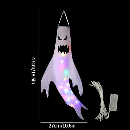 Halloween Hanging Decorations | Scary Ghost Windsock | DIY Emoticons Glow Ghost Lights | Day of The Dead Horror Props