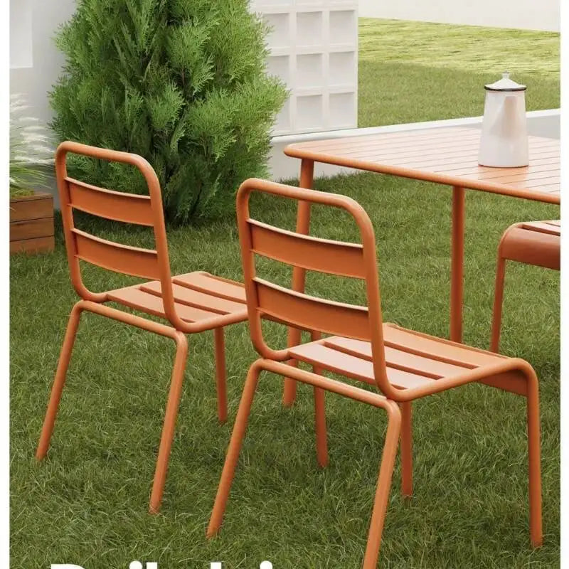 Nordic Outdoor Chair Simple Living Room Chair Home Iron Stackable Leisure Dining Table Chairs Outdoor Balcony Garden Chairs