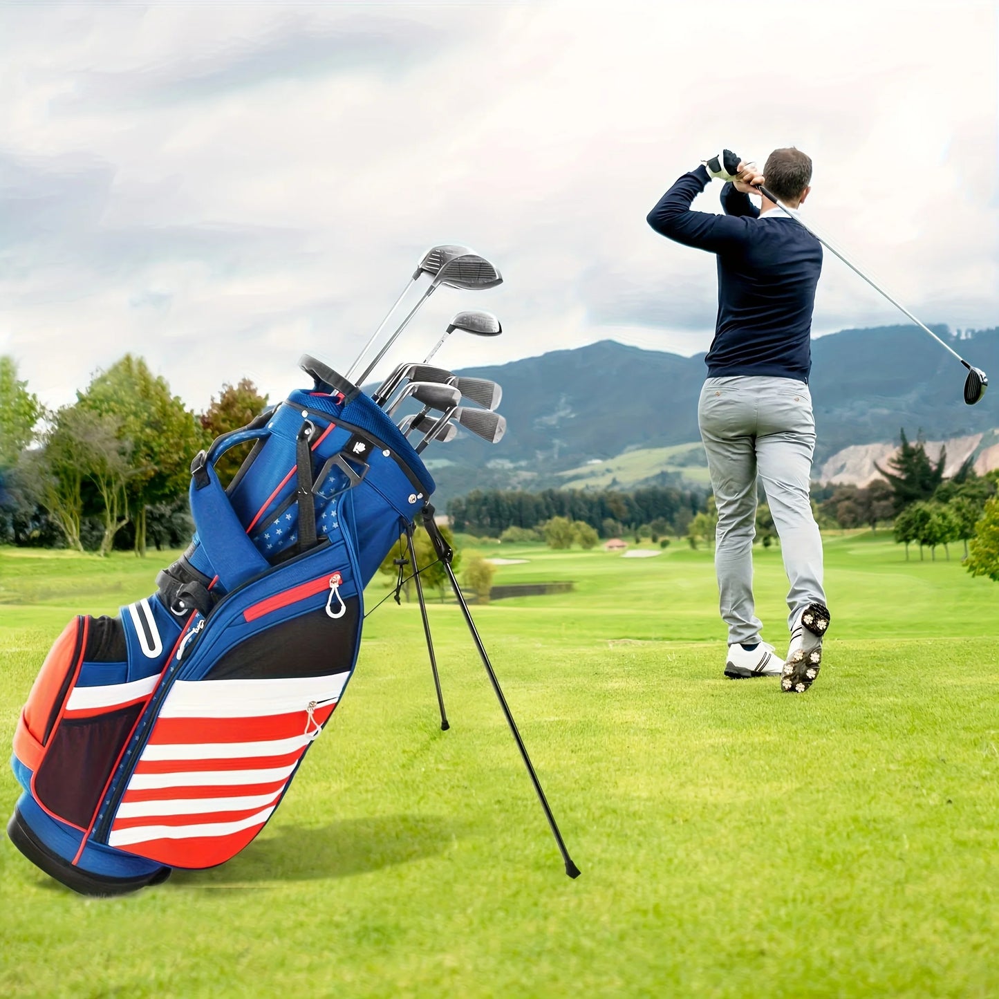 Golf Bag for Men and Women, Portable Golf Stand Bag with Dual Shoulder Straps - Multifunctional Golf Course Carry Bag
