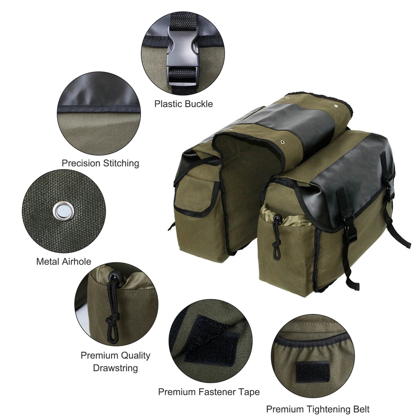 Motorbike Large Capacity Saddle Bag Motorcycle Riding Travel Canvas Waterproof Panniers Box Side Tools Bag Pouch