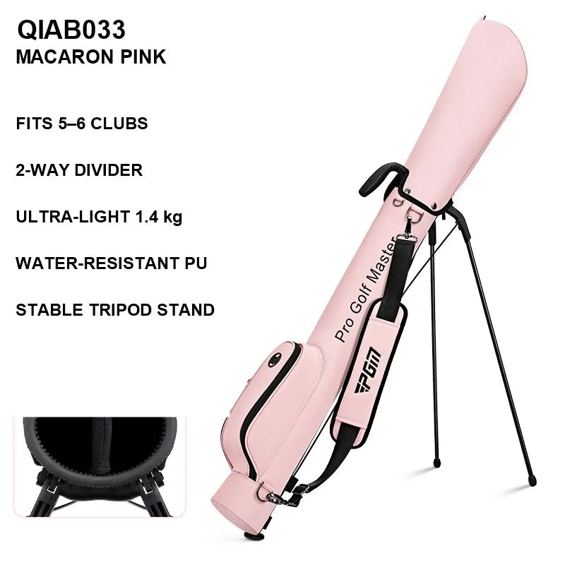 Ultra Light Sunday Golf Stand Bag 1.4kg Water-Resistant PU Carry Bag for 5-6 Clubs Men Women