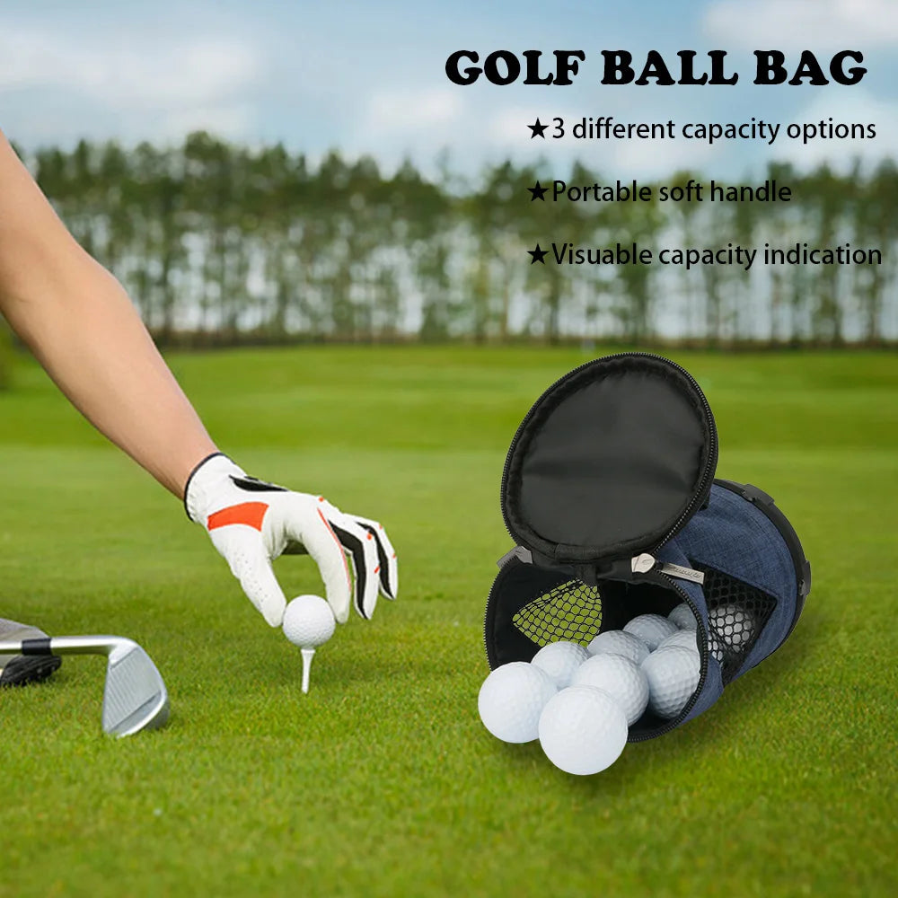 Golf Ball Bag with 3 Capacity Options: Durable Canvas, Thick Plastic Bottom, And Embossed High-Quality Metal Zipper