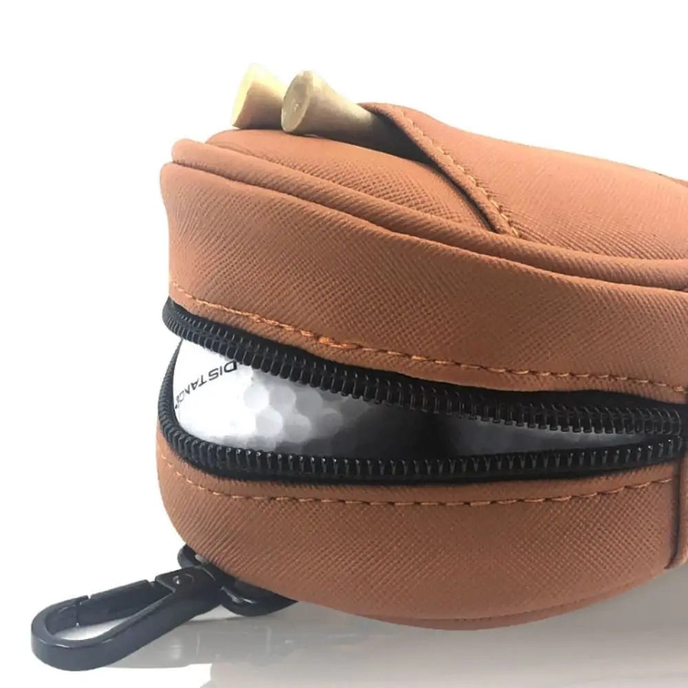 Leather Golf Waist Bag 4 Balls Capacity Protective Golf Storage Case Tee Holder Multi-function Golf Ball Storage Clip Men/Women