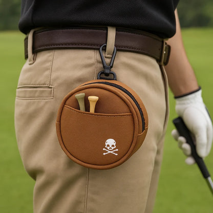 Leather Golf Waist Bag 4 Balls Capacity Protective Golf Storage Case Tee Holder Multi-function Golf Ball Storage Clip Men/Women