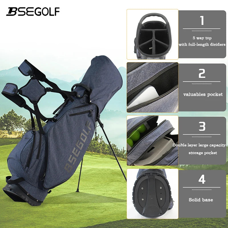 Ultra Lightweight Golf Stand Bag, 5 Dividers Golf Club Bag with Double Shoulder Straps,Wear-Resistant Waterproof Nylon Material