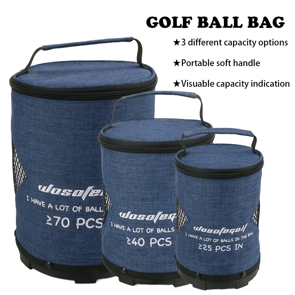 Golf Ball Bag with 3 Capacity Options: Durable Canvas, Thick Plastic Bottom, And Embossed High-Quality Metal Zipper