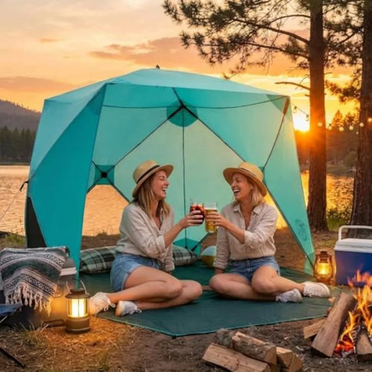 Beach Cube Pop Up Beach Tent Portable Shade Sun Shelter UPF50+ UV Protection for 4 Person Expandable Floor for Beach Fishing Hi