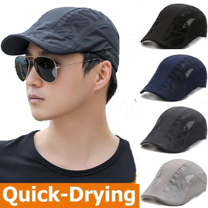 Summer Breathable Mesh Quick Dry Tennis Golf Baseball Cap Sports Running An-ti UV Sunhat Fishing Hiking Beret Cap Sunshade Visor