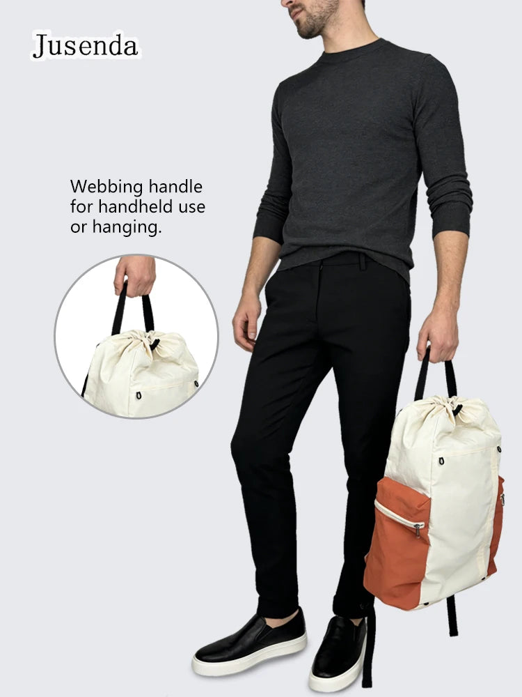 Jusenda Portable Outdoor Tennis Racket Bag Lightweight Drawstring Basketball Badminton Backpack for Men Women Travel Hiking Bag