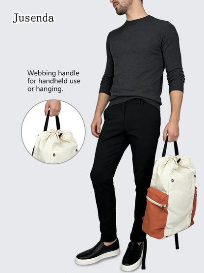 Jusenda Portable Outdoor Tennis Racket Bag Lightweight Drawstring Basketball Badminton Backpack for Men Women Travel Hiking Bag