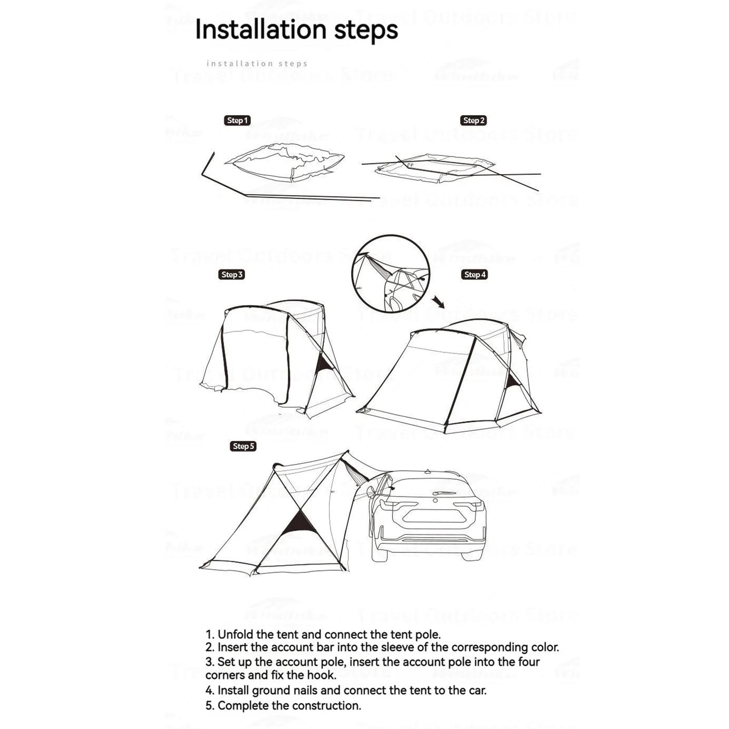1-2 PERSON TENT Car Camping Shelter | SUV Rear Side Canopy | Family Camping Outdoor Luxury Camping Sunshade & Rainproof | 2.15m Height