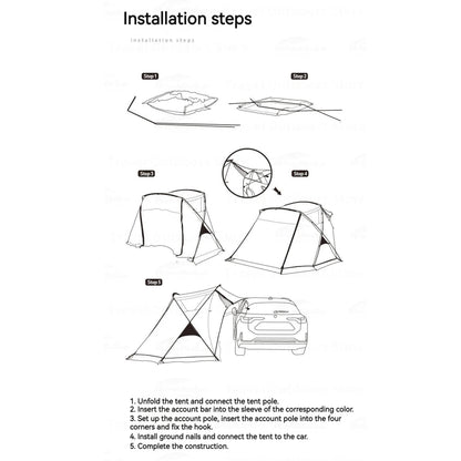 1-2 PERSON TENT Car Camping Shelter | SUV Rear Side Canopy | Family Camping Outdoor Luxury Camping Sunshade & Rainproof | 2.15m Height