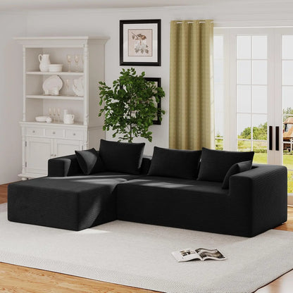 111 Inch L-Shaped Cloud Sectional Sofa Couch, Compression Couch with Chaise, Modular Deep Seat Boneless Design for, Customized