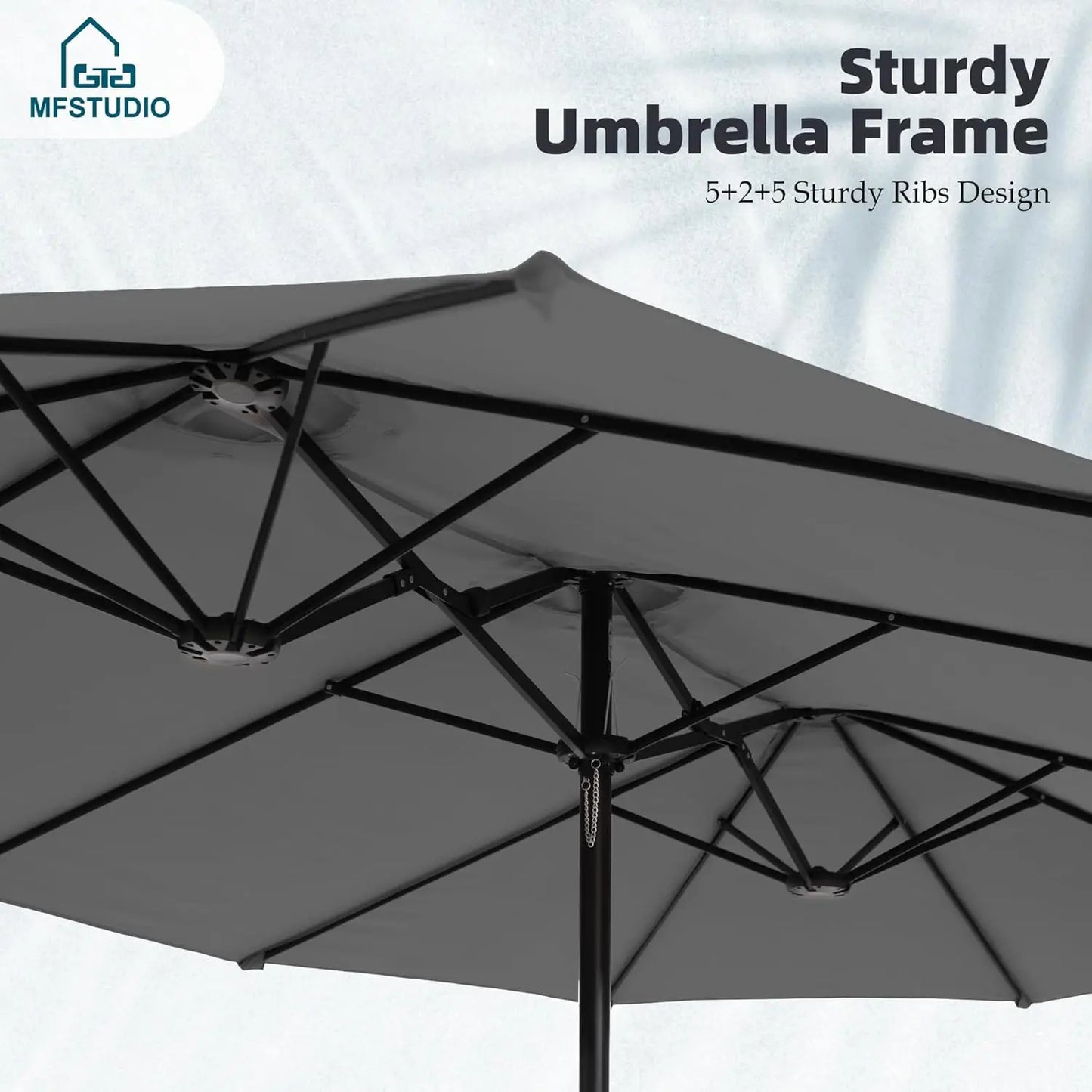 15ft Double Sided Patio Umbrella with Base Included, Outdoor Large Rectangular Market Umbrellas with Crank Handle, Customized