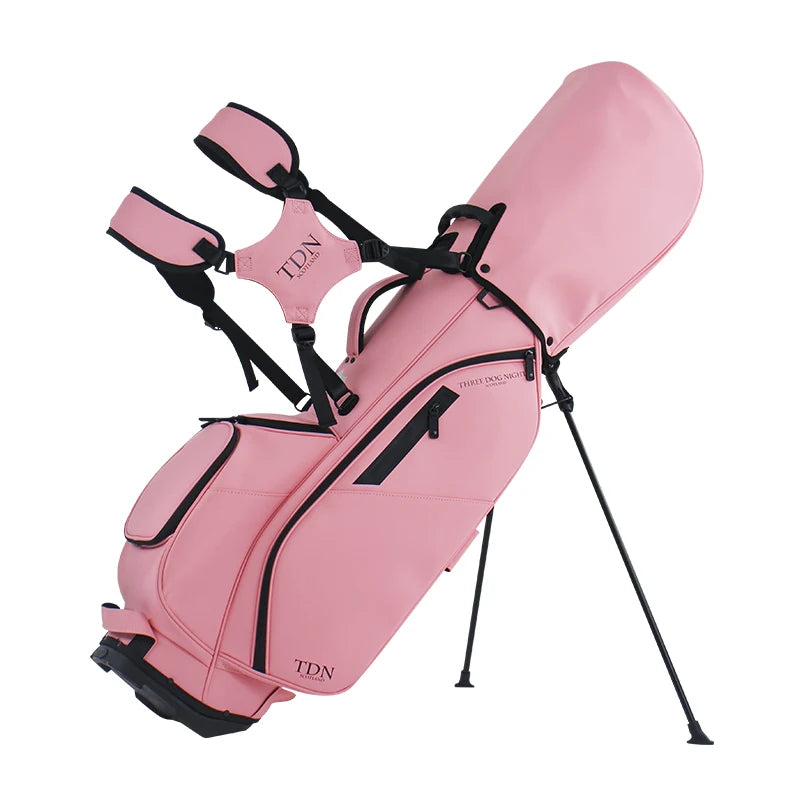 Fashion Light Luxury Women's Golf Stand Bag 5 Way Divider Golf Cart Bag Premium Synthetic Leather Dual Shoulder Straps with Mult