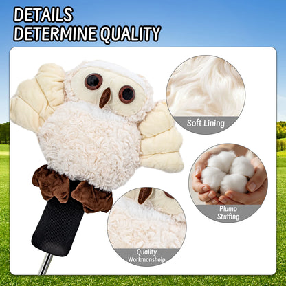 1PC White Owl Plush Golf Wood Headcover Large Size Cartoon Doll Golf Club Head Cover Protector Golf Accessories