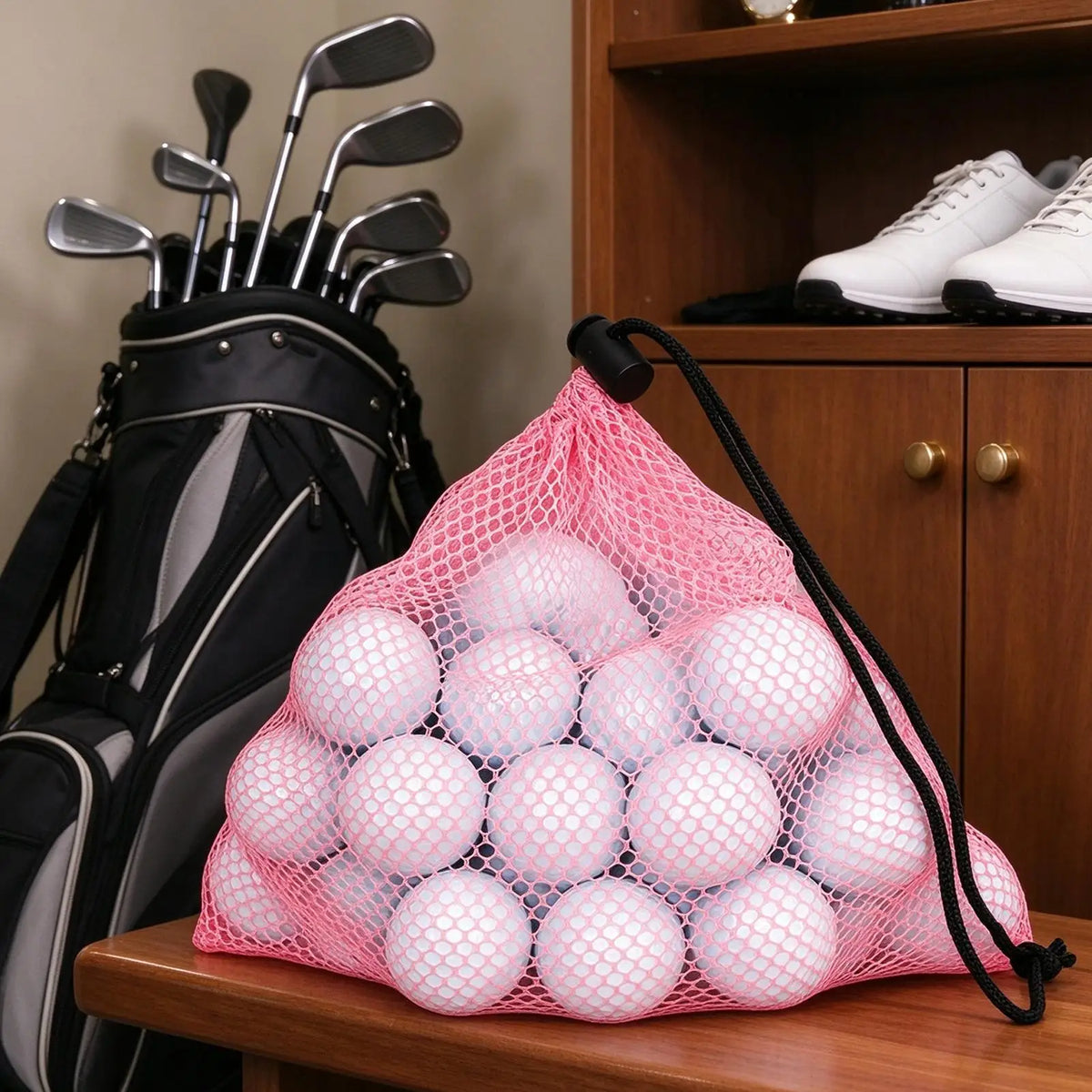 Golf Ball Bag Pouch Training Practice Drawstring Organizer Mesh Golf Ball Storage Bag For Fathers Husbands Grandfathers Gym Men