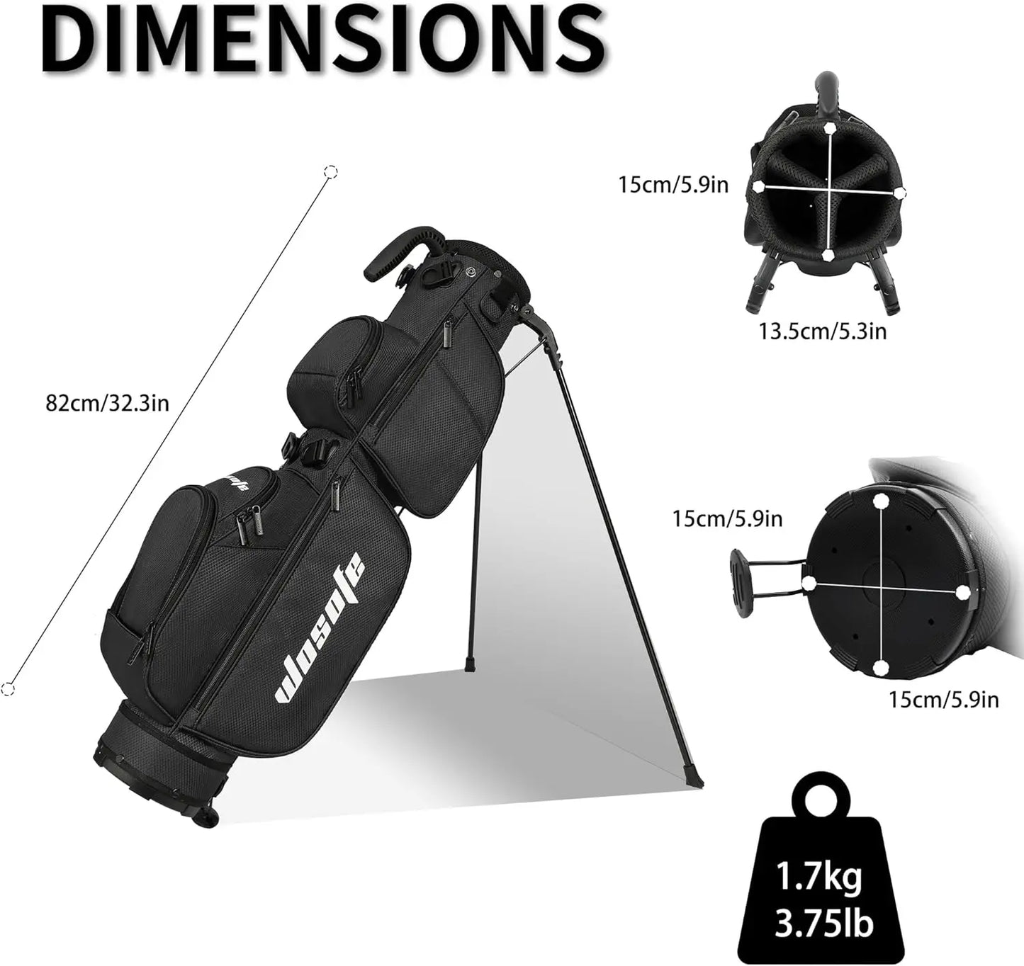 3-Way Dividers, Fits 5-9 Clubs - Small Sunday Lightweight Golf Stand Bag - for Men & Women, Par 3, Driving Range & Executive