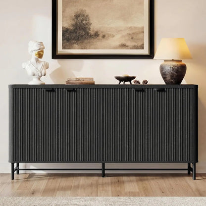 65" Buffet Sideboard with 4 Doors Adjustable Shelves Coffee Bar Console for Dining Living Entryway White Customized