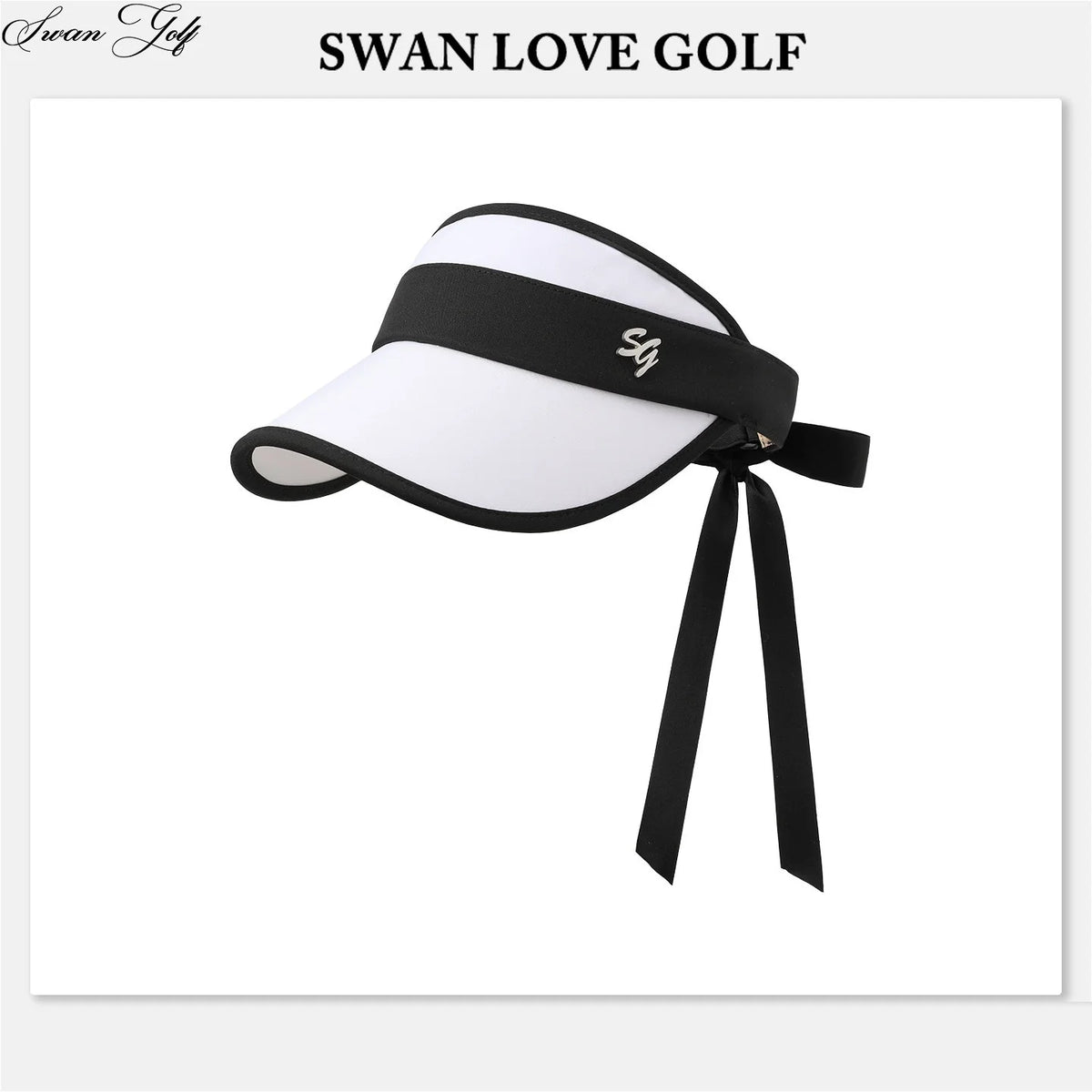 SG Korean Style Golf Cap Women Empty Top Sun Hats Girls Adjustable Large Brim Anti-UV Sports Caps Lady Headcover with Bow Ribbon