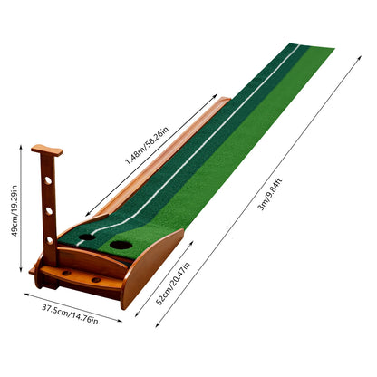 Indoor Golf Putting Green Practice Mat Exerciser W/Auto Ball Return Training Aid