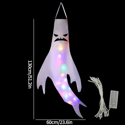 Halloween Hanging Decorations | Scary Ghost Windsock | DIY Emoticons Glow Ghost Lights | Day of The Dead Horror Props
