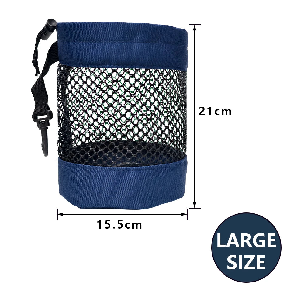 Polyester Golf Ball Storage Bag with Drawstring Closure - Mesh Pocket Design for Easy Organization, Available Gray/Blue/Black