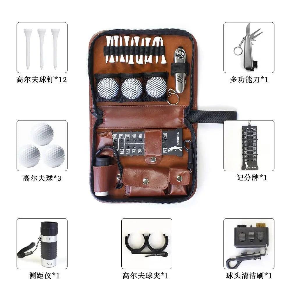 PU Leather Golf Tool Storage Bag Large Capcaity Multifunctional Golf Accessories Case Waterproof Golf Tool Organizer