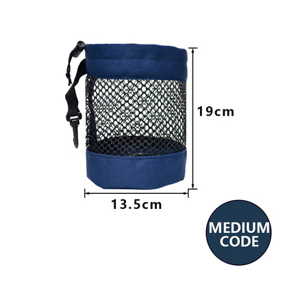 Polyester Golf Ball Storage Bag with Drawstring Closure - Mesh Pocket Design for Easy Organization, Available Gray/Blue/Black