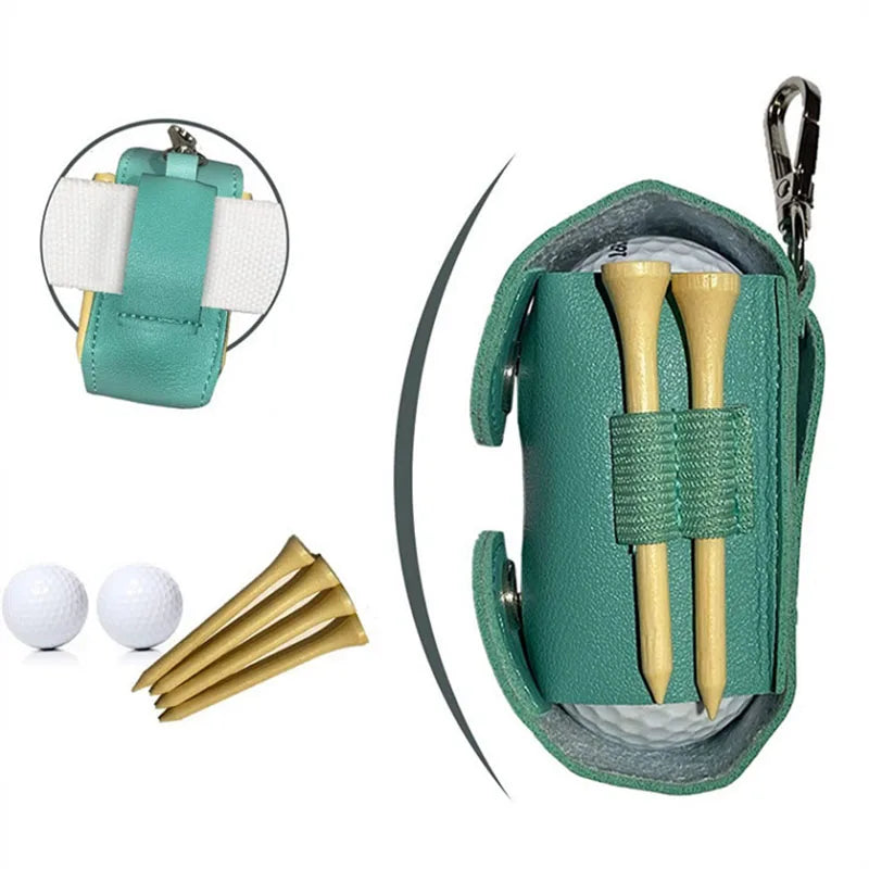 Waist Golf Bag with Metal Buckle, Mini Ball Storage Bag with PU Leather Golf Strap, Golf Accessory Bag