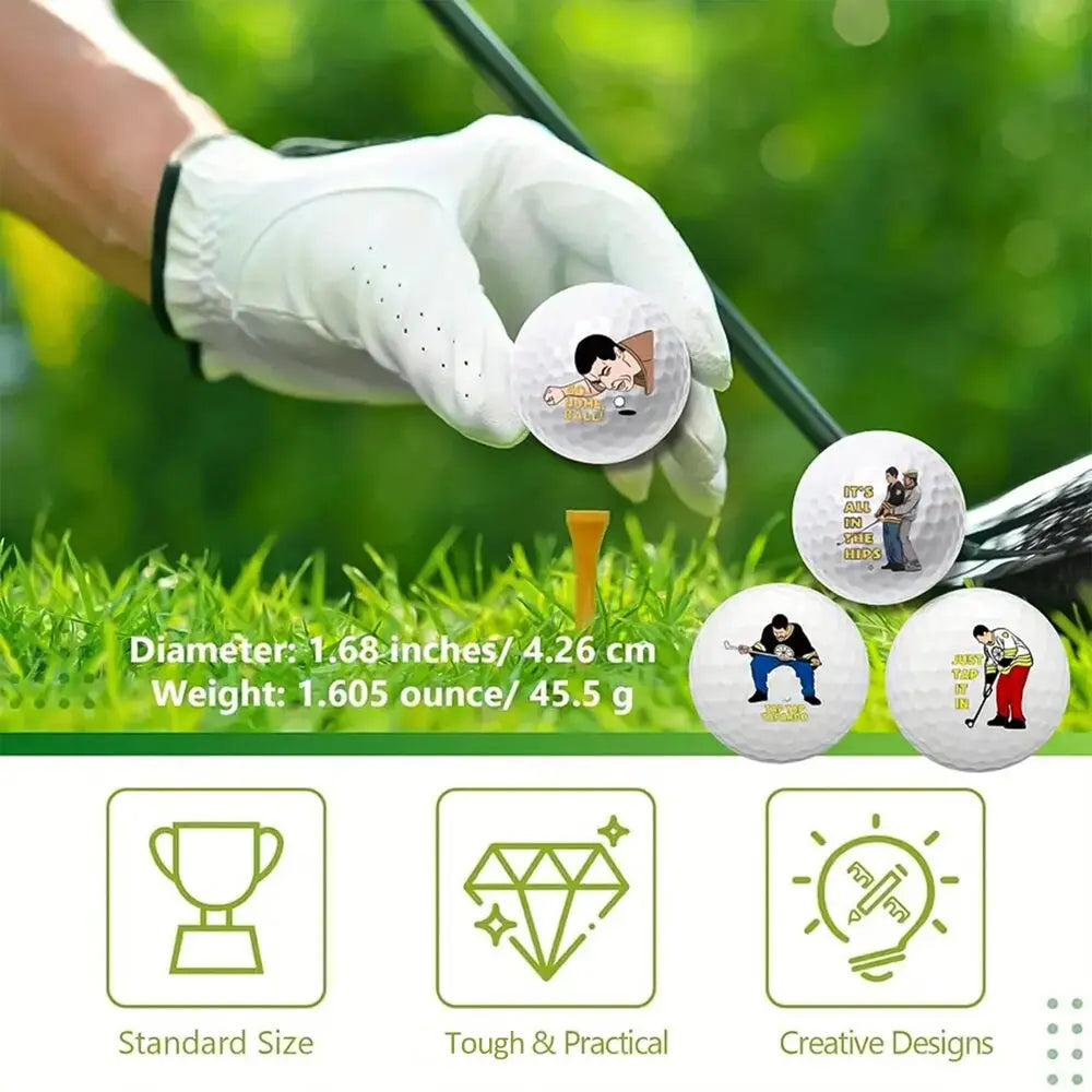 4 Counts Funny Golf Balls Funny Golf Balls Gift Set Funny Novelty Golfer Present for Men Dad Golfing Fan One Standard Size