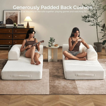 79" Corduroy Floor Sofa Bed, Convertible Modular Sleeper Sofa, Removable Parts Design, Comfortable Seating and Sleeping, for Fam
