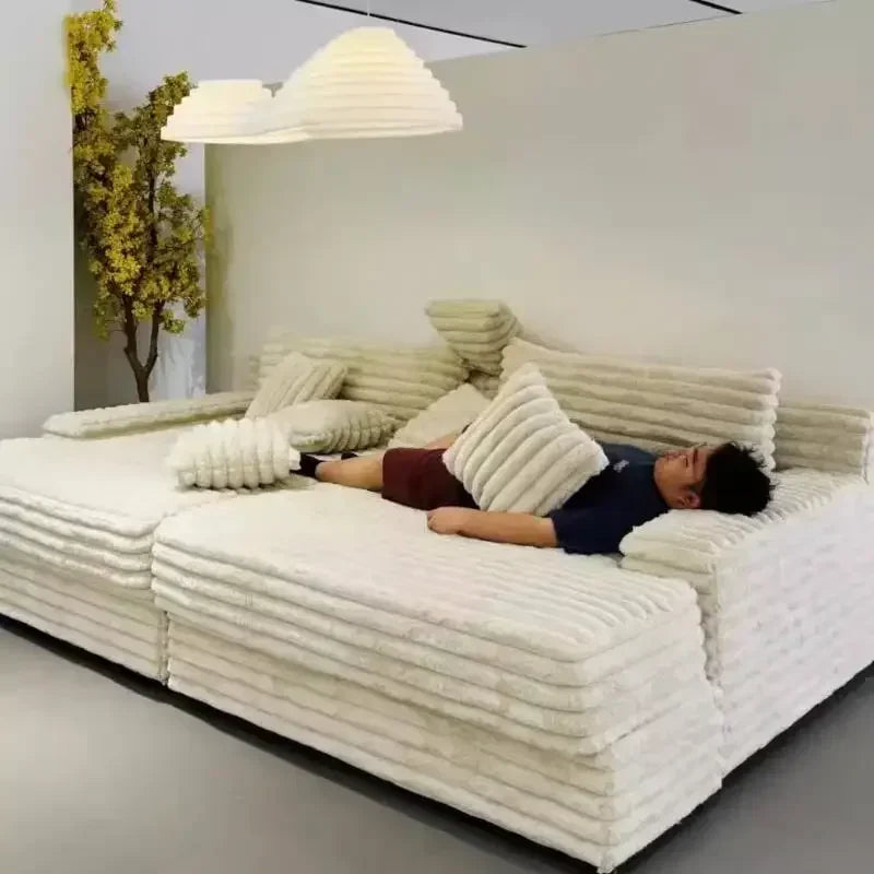 Design Filler Living Room Sofas European Beige Luxury Floor Compressed Sofas Puffs Recliner Modern Divani Soggiorno Furniture
