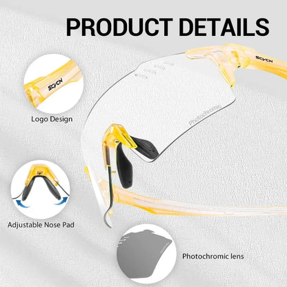 SCVCN Red Photochromic Sunglasses Cycling Glasses Sports for Men Mountain Bike Road Bicycle Eyewear Fashion Goggles MTB UV400