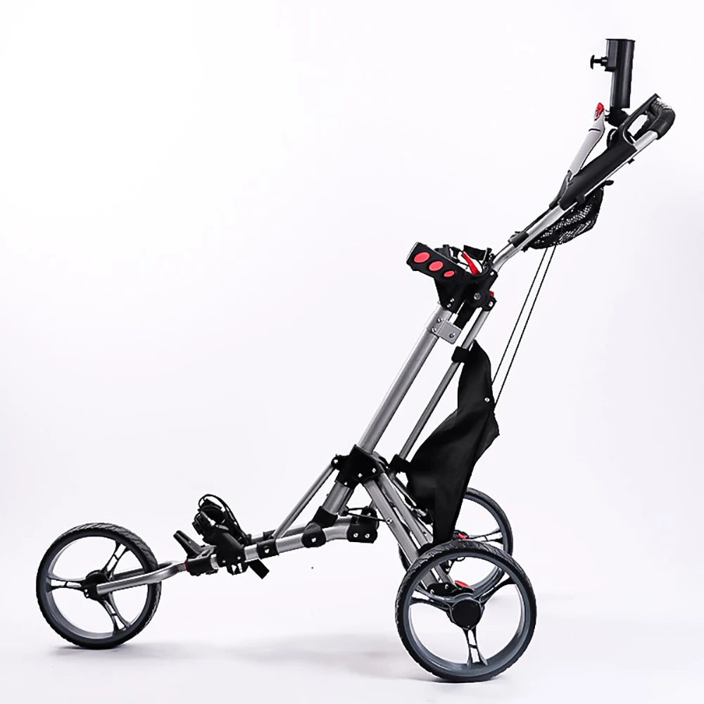 2026 Foldable Aluminum-Frame Golf Cart 3 Wheel Folding Golf Trolley Lightweight Walking Hand Push Cart Multicolor Golf