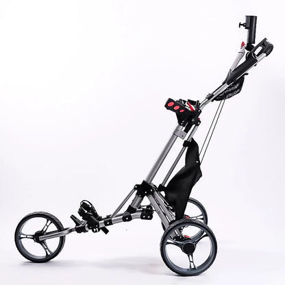 2026 Foldable Aluminum-Frame Golf Cart 3 Wheel Folding Golf Trolley Lightweight Walking Hand Push Cart Multicolor Golf