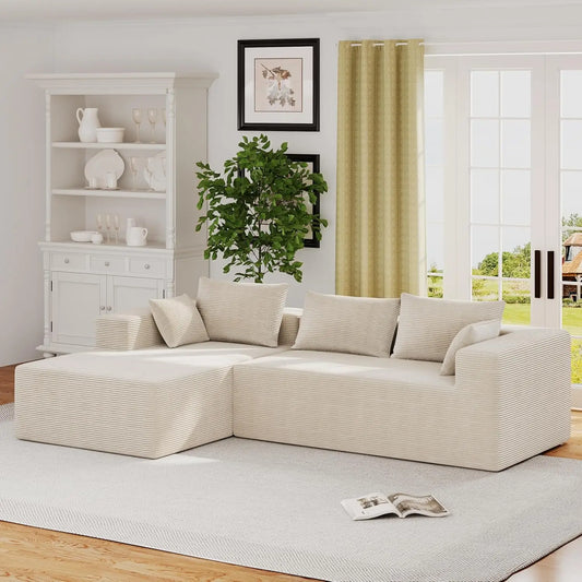 111 Inch L-Shaped Cloud Sectional Sofa Couch, Compression Couch with Chaise, Modular Deep Seat Boneless Design for, Customized