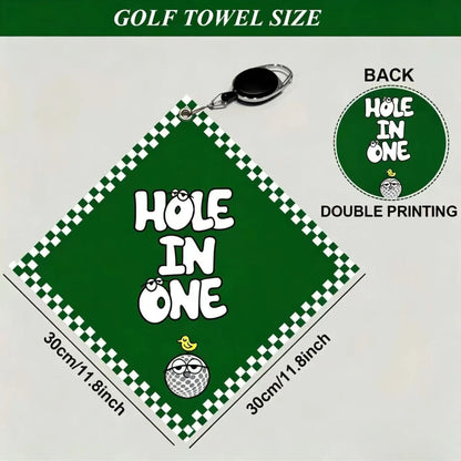 2 Counts New High Quality Golf Towels Fashionable and Double Sided Print Telescopic Hook Quick Drying Super Absorbent Soft Fast