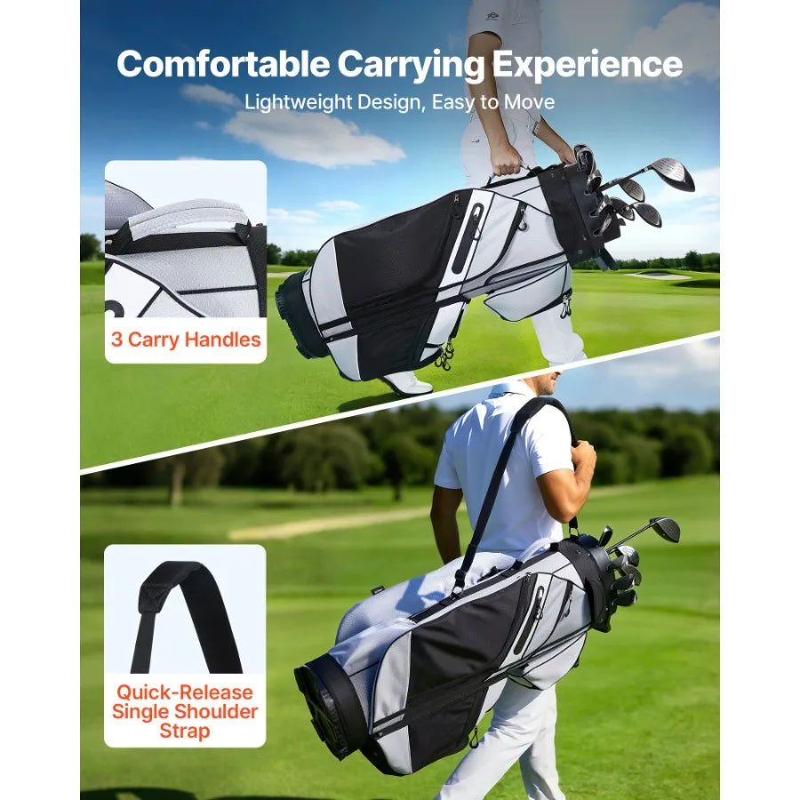 Golf Cart Bag, 14 Way Top Divider Organizer, Golf Club Bag with Full-length Divider, Handles, Storage Pockets, Shoulder Strap,