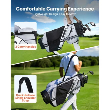 Golf Cart Bag, 14 Way Top Divider Organizer, Golf Club Bag with Full-length Divider, Handles, Storage Pockets, Shoulder Strap,
