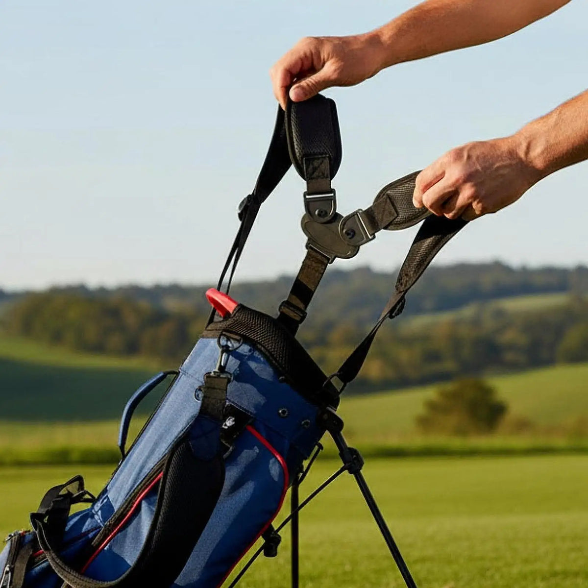 Double Shoulder Golf Bag Strap Adjustable Breathable Padded Universal Carry Harness for Course Range and Trips