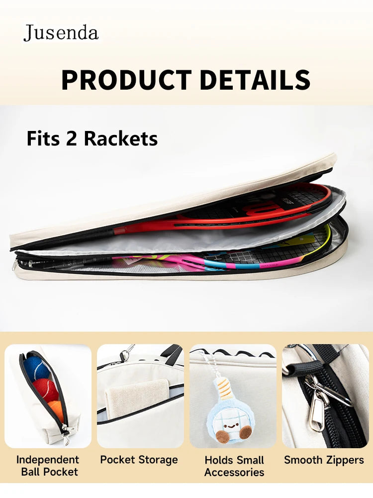 Jusenda Tennis Badmiton Racket Bag Cover for Various Tennis Racket Soft Face Carbon Fiber Eva Racquet Unisex Tennis Shoulder Bag